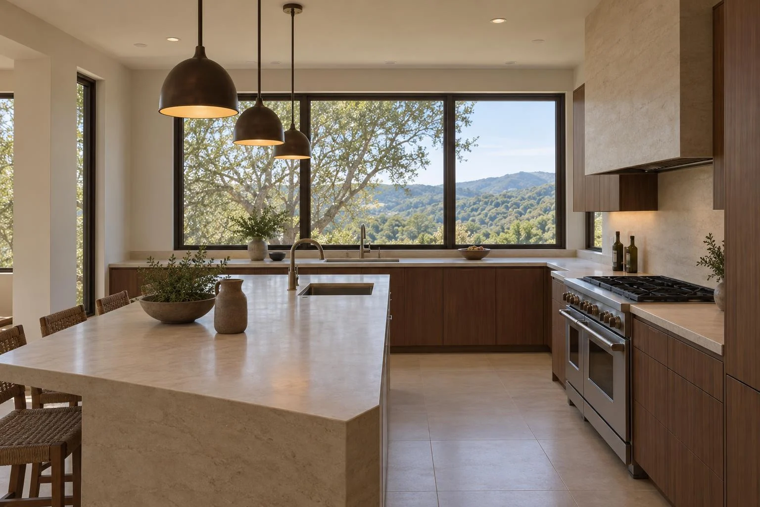 Natural professional Photo Studio result showing a brighter view across the same fictional kitchen